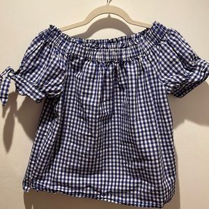 J Crew Blue Gingham Top.